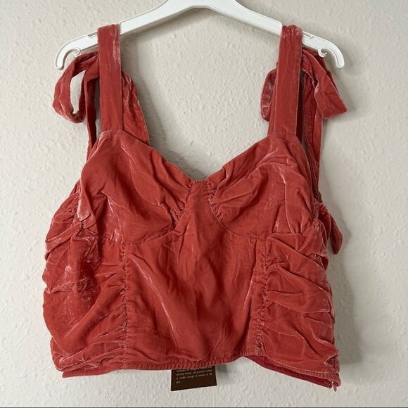 Anthropologie Corset-Seamed Velvet Top Size L - Picture 6 of 11